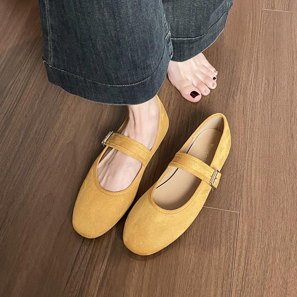 Flat single shoes women's soft-soled ballet shoes round-toed suede Mary Jane women's shoes