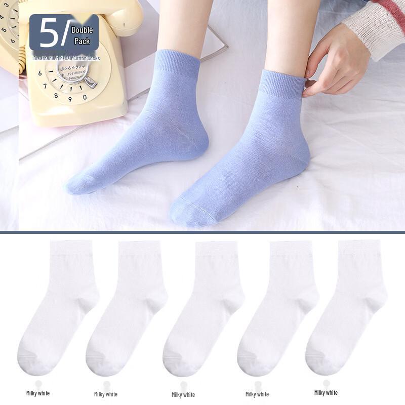 LangSha Women s Mid-Calf Pure Cotton Socks