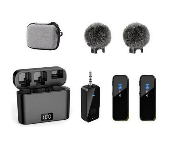 M3 Wireless Collar Clip Dual Microphone with Charging Case and Noise Reduction for Mobile Live Broadcast.