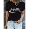 Jesus Print T-Shirt, Short Sleeve Crew Neck Casual Top For Summer & Spring, Women's Clothing