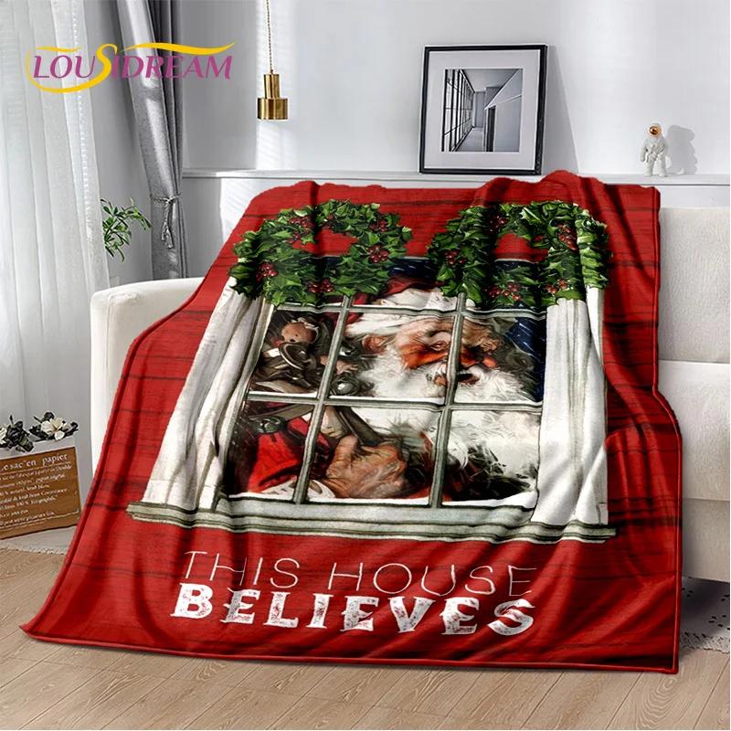 Frohe Weihnachten Baum Weihnachtsmann Geschenk Plüschdecke, Flanelldecke Überwurfdecke für Wohnzimmer Schlafzimmer Bett Sofa Picknick Wandern