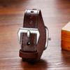 Square Watch with Genuine Leather Strap and Luminous Analog Large Quartz Watch with Adjustable Unisex Perfect Gift for or Any Men's Display Retro,
