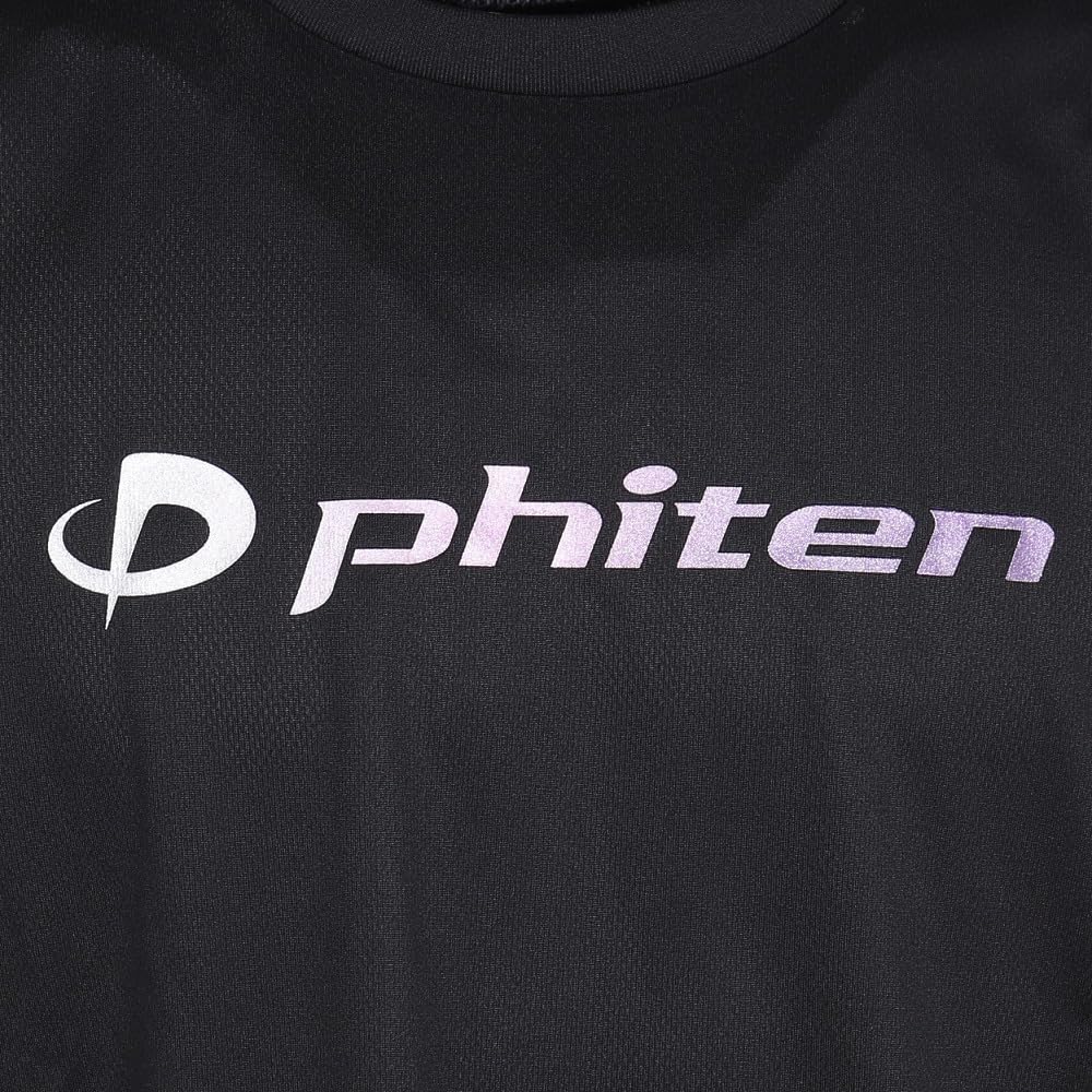 Phiten Volleyball Short Sleeve T-Shirt with Glitter Gradient, Black/Purple, Size L, Men's and Women's, 3125JG66800