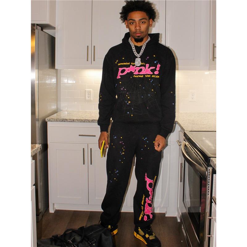 American SP5DER Spider Web Hoodie & Young Thub Trousers Sports Set for Men & Women
