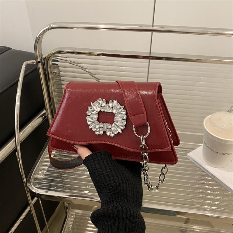 This year's popular fashion diamond-encrusted handheld small square bag for women's 2025 spring new light luxury foreign style shoulder bag messenger