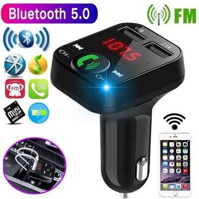 Trasmettitore FM per auto Bluetooth 5.0 Kit per auto Lettore modulatore MP3 Ricevitore audio vivavoce wireless 3.1A Caricatore rapido intelligente Dual USB Accessori per auto