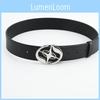 Waistband Smooth Buckle With Circular Center Cross Pattern Leather