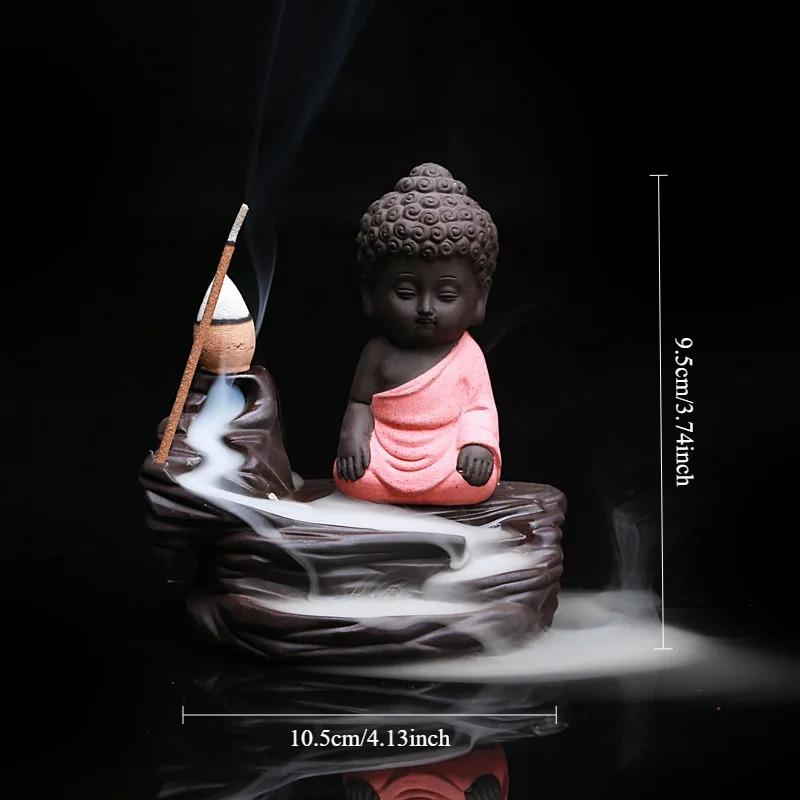 1pc,Creative Home Decor The Little Monk Censer Backflow Incense Burner Purple Clay Stick Incense Holder(Without Incense)