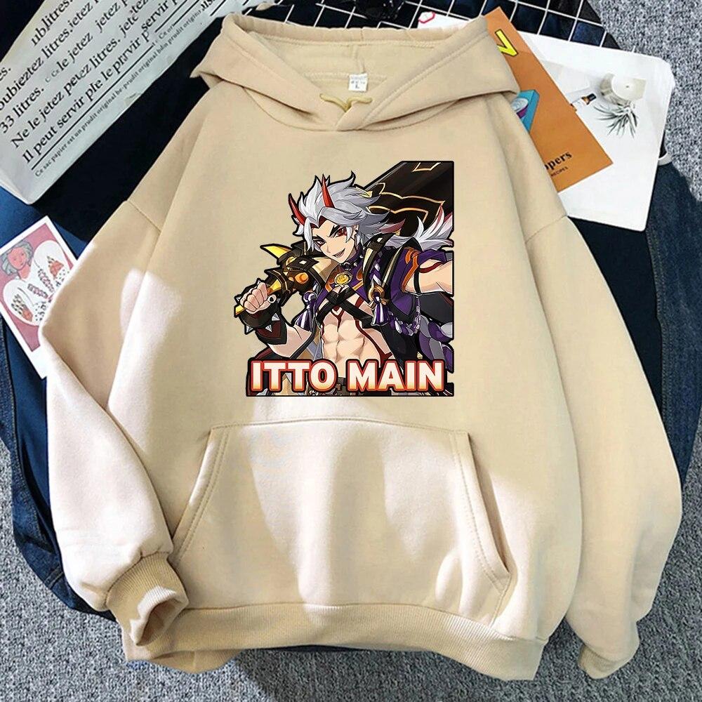 Новая толстовка с капюшоном Genshin Impact унисекс модное пальто толстовки с капюшоном в стиле аниме Аратаки Итто детские хип-хоп унисекс женские спортивные костюмы Genshin детское пальто унисекс 2XL 4873₽