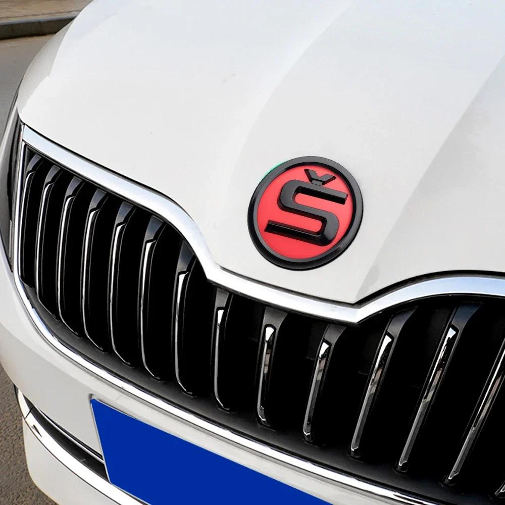 Blcr1 For Skoda 80/90/100mm ABS Emblem Car Front Hood Badge Trunk Sticker For Skoda S Fabia Superb Octavia Rapid Karoq Yeti Kodiaq Sca