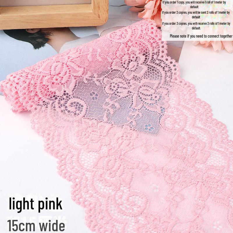 15cm Szeroka Miękka Elastyczna Koronka do Dekoracji Ubrań i Spódnic DIY w Kolorze Białym lub Czarnym