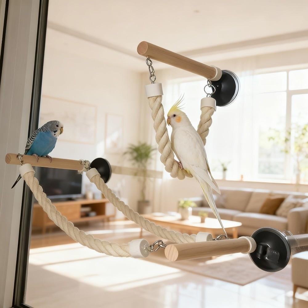 Parrot Exercise Suction Cup Parrot Climbing Perch Bite Resistant Hanging Bird Swing Non-slip Bird Ladder Bridge Interactive