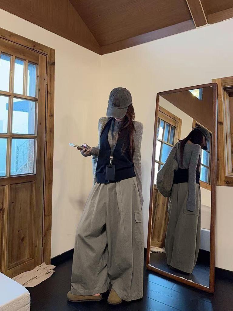 Korean Style Knitwear & Halter Vest with Casual Pants Women's Three-Piece Set