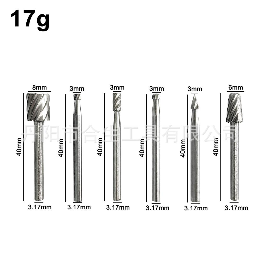 6pc High Speed Steel Rotary Burr Set Woodworking Small Rotary File Burrs for Metal Engraving Grinding and Polishing Tools with 3 17mm Shank