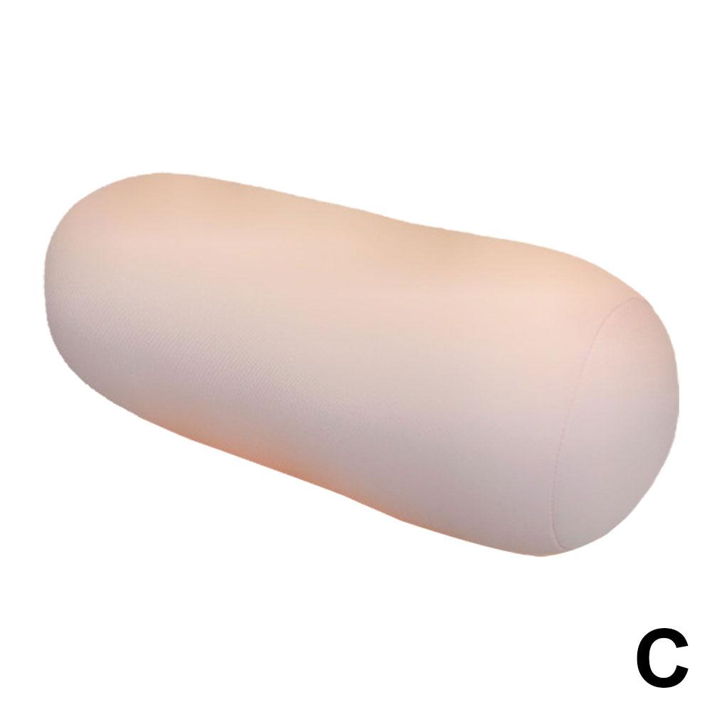 Super Soft Head Pillow Pure Color Cylindrical Pillow Microbead Back Cushion Roll Pillow Convenient Travel Office Nap Cushion