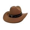 New Western Cowboy Hat Versatile Retro Cow Head Felt Hat Tibetan Grassland Riding Big Brim Top Hat