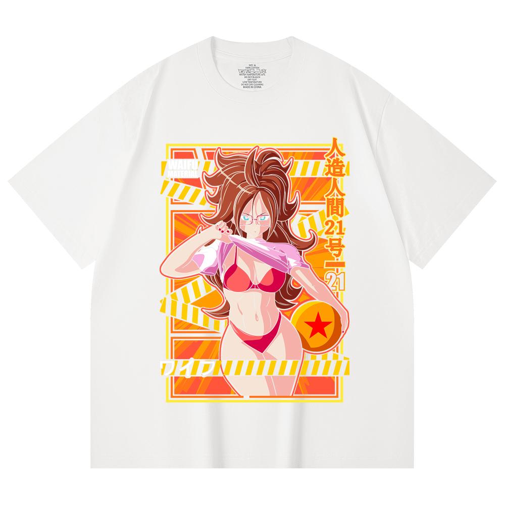 230 Gsm 100% Cotton Dragon Ball V25 Android 21 Waifu Print Unisex Heavy Cotton T Shirt