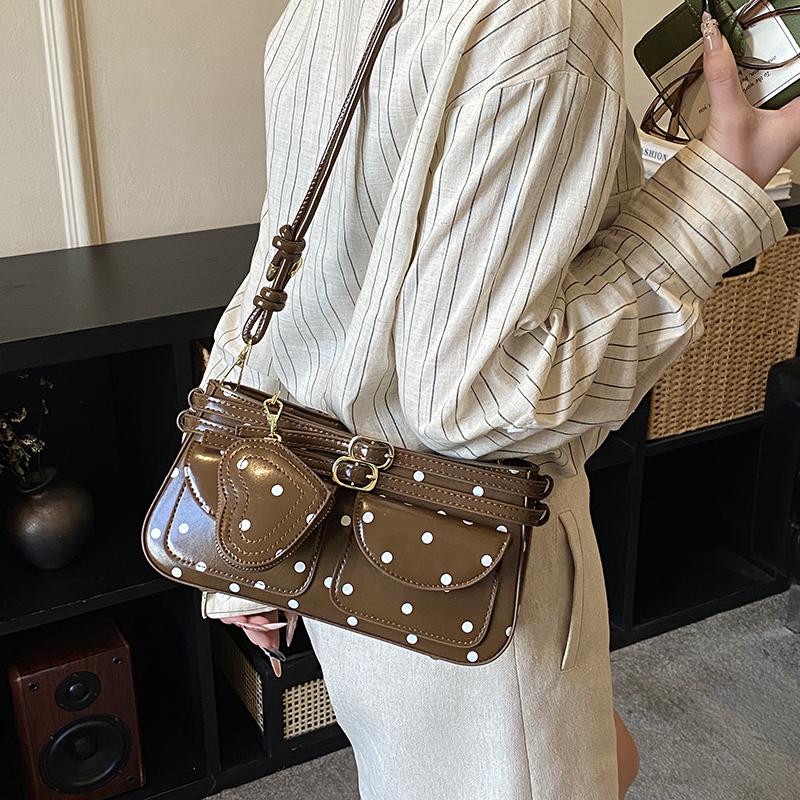 2026 Spring & Summer New Retro Dots Glossy PU Square Shoulder Bags Exquisite Hot Trendy Stylish Design Crossbody Bags for Women