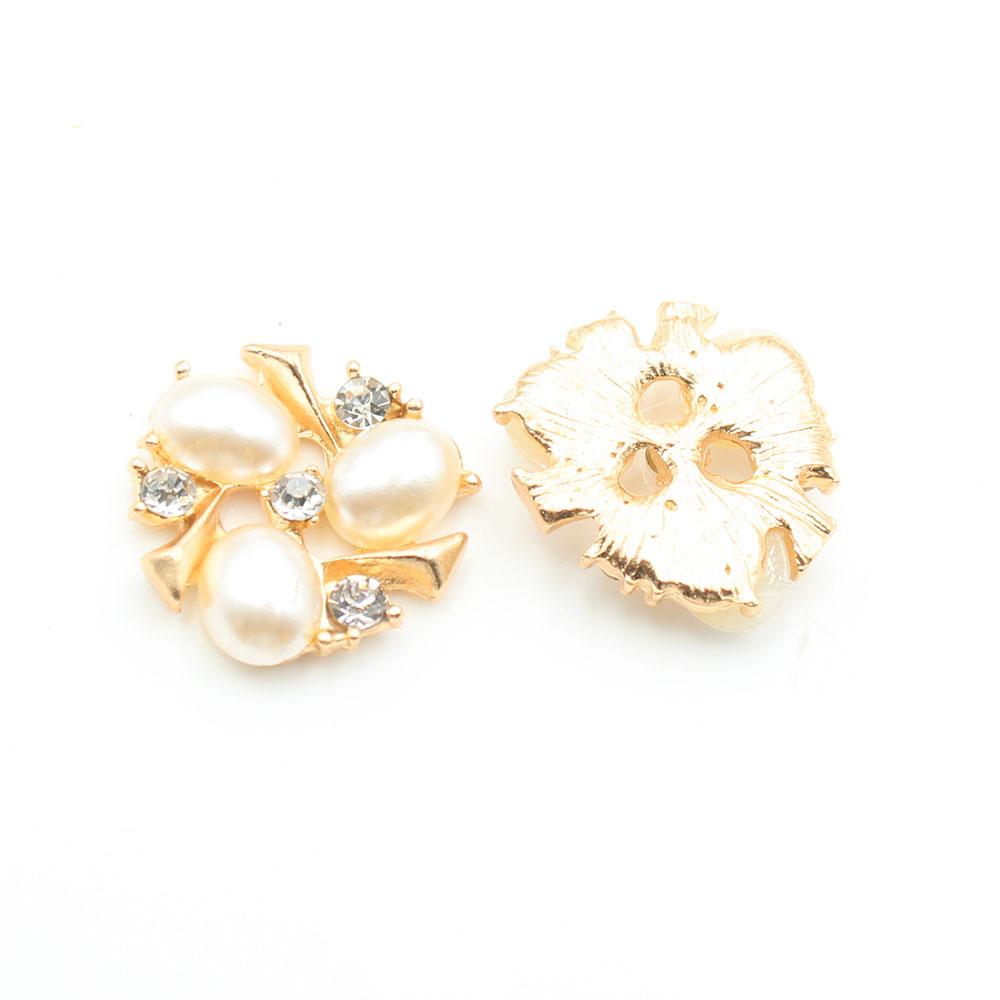 

New 5 pieces of 22mm rhinestone pearl alloy flat bottom buckles, DIY hair accessories, hair clips, hole shoes, clothing decorati