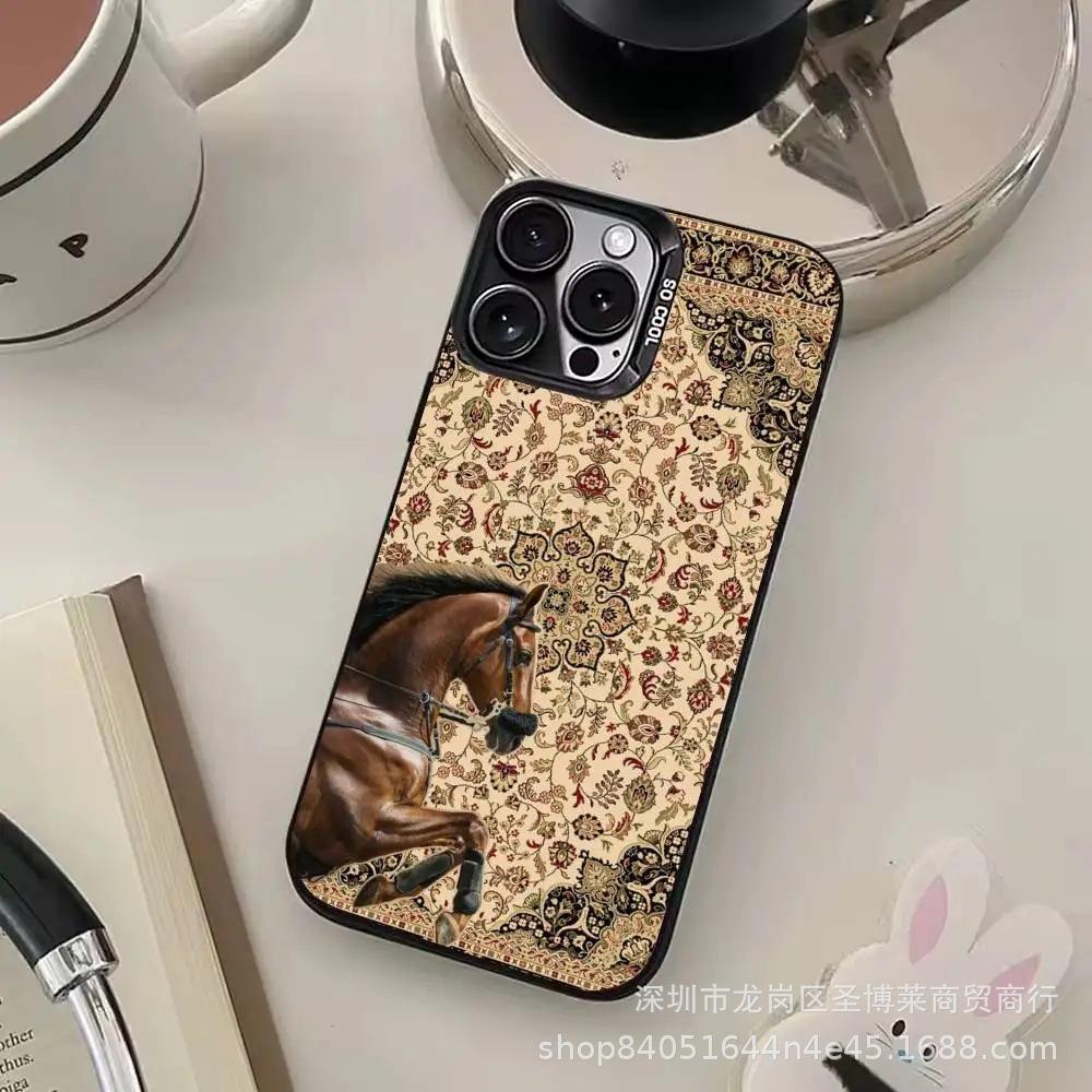 Retro dark horse for Apple 15 colored silver iPhone14promax creative 13/11 matte 16 protective case 17