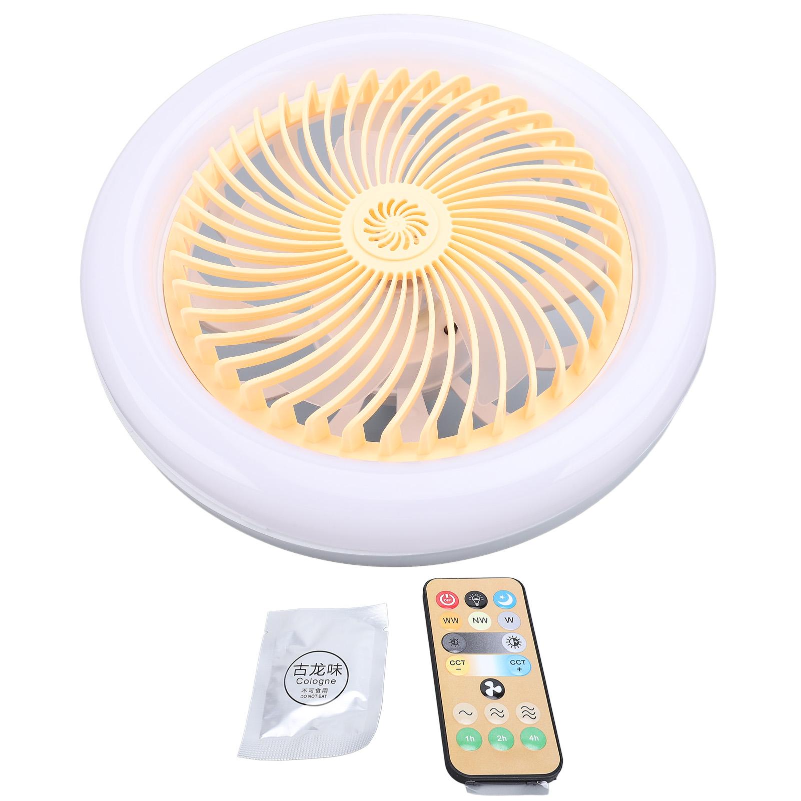 

Потолочный вентилятор с подсветкой, пультом дистанционного управления, ароматом, 3 скоростями ветра, 3 цветами, регулируемой яркостью, вращающейся съемной головкой, светодиодами жёлтый