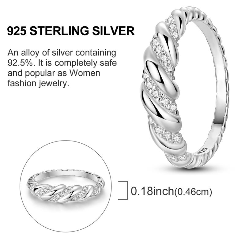 Silver Plated Sparkling Love Rings Zircon Winding Line Geometric Rings For Women Engagement Jewelry Anniversary Gift