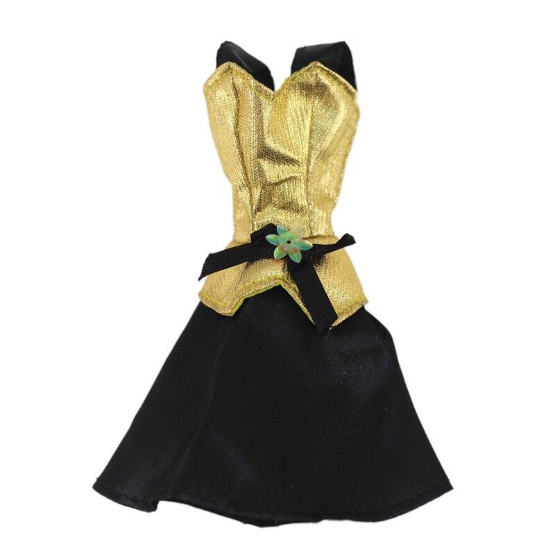 

Золотое черное модное короткое платье для куклы Барби, одежда, наряды, вечернее платье для кукольного домика Барби 1/6, аксессуары для кукол BJD, детская игрушка золотой