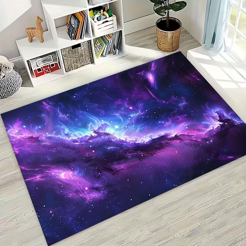 Dreamy Galaxy Universe Space Stars Black Hole Earth Rug for Bedroom Living Room Sofa Home Doormat Decor,Kid Non-slip Floor Mat
