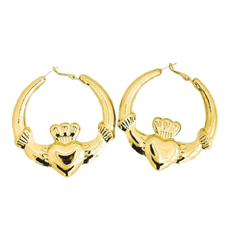 Elegant Heart And Crown Hoop Earrings For Women Unique Statement Jewelry Suitable For Valentine Day Gifting