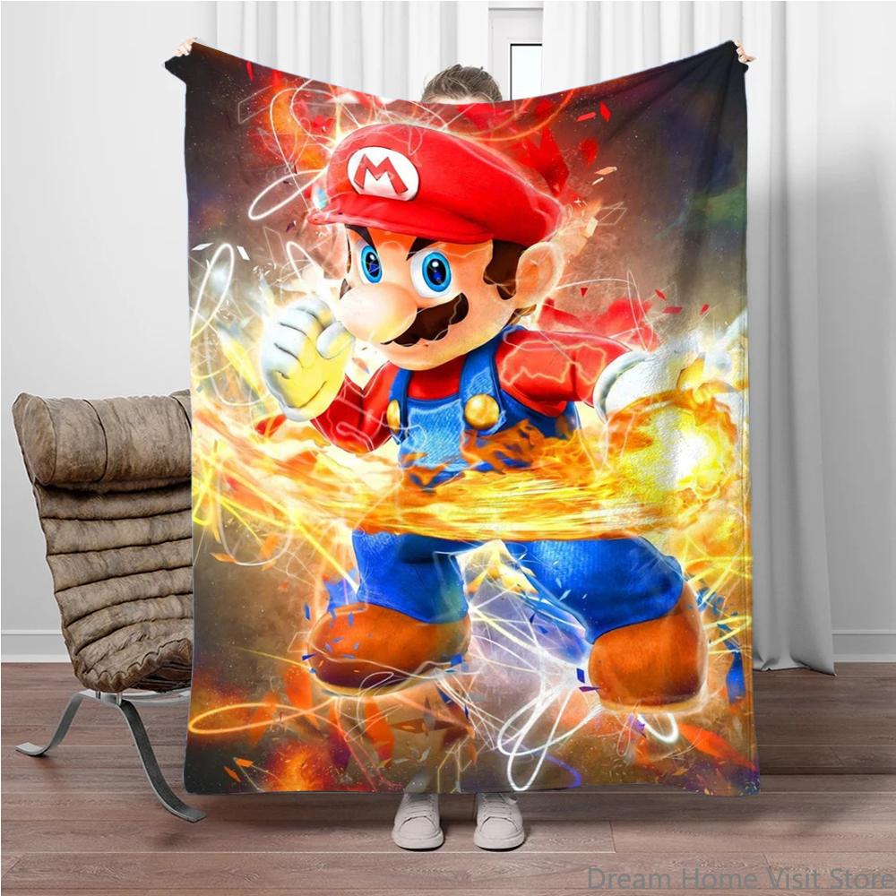 Disney lilo and stitch Super Mario Pikachu Soft Fluffy Throw Flannel Blanket Kid Adult Sofa Break Bed Blanket Cover Travel Gifts