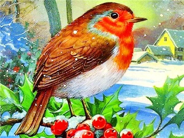 Diamond Art Painting Bird Snow Home Decor Square/round Embroidery Mosaic Animal Winter 5d Diy Wall Sticker