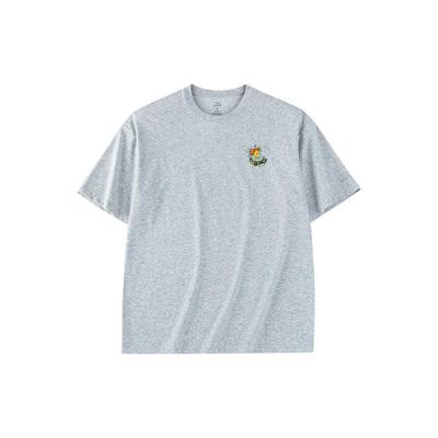 Cartoon-Buchstaben-Print Rundhals Kurzarm-T-Shirt Unisex Tops Grau 972328108-2