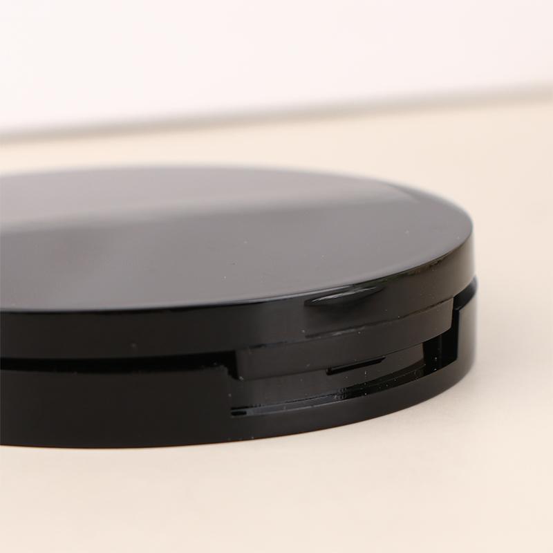 Reusable Empty Single Black Circular Highlight Box Blush Shadow Powder Box With Mirror Aluminum Pan Inside Diameter 59Mm