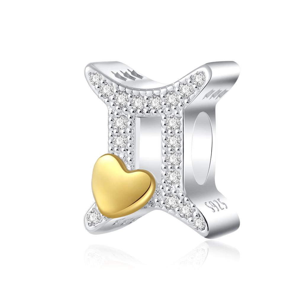 925 Silver Sparkling 12 Zodiac Charm Bead Pendant Fit for Original Bracelets DIY Accessories Exquisite Jewelry Gift