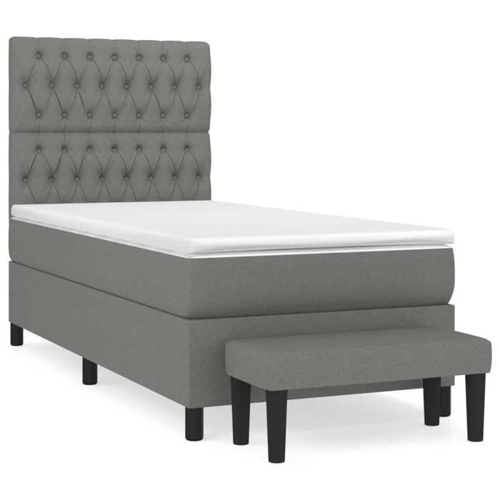 Maison Exclusive - Sommier à lattes de lit avec matelas Gris foncé 90x200 cm Tissu