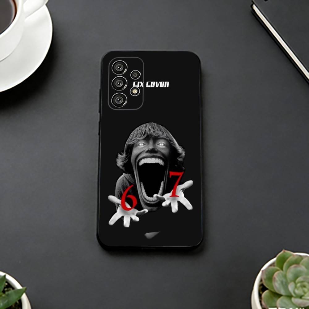 Six S-Seven 67 Phone Case For Samsung S25,S24,S21,S22,S23,S30,Ultra,S20,Plus,Fe,Soft Silicone Black Cover
