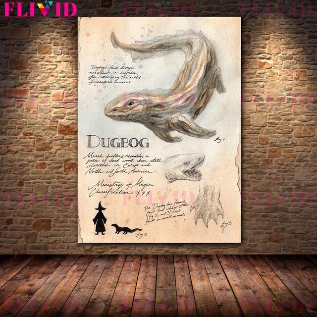Wizardry World Magic Animal Nástěnná malba Obraz Čarodějnice Magic Awakening Umělecký tisk Occmy, Graphorn, Dugbog