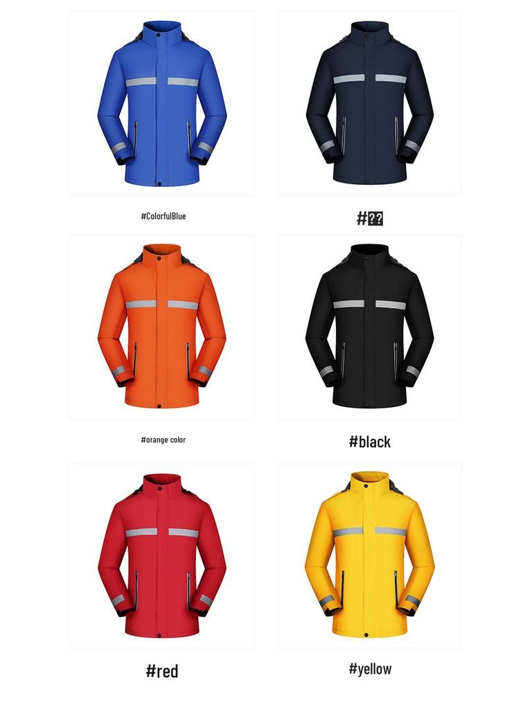 Reflective Fleece-Lined Windproof Rainproof Workwear Jacket with Custom Logo