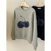 Dimanaf New 2025 Women Embroidery Fruit Hoodies & Sweatshirts Print Full Sleeve Autumn Basic Tops T-Shirt New Pullover