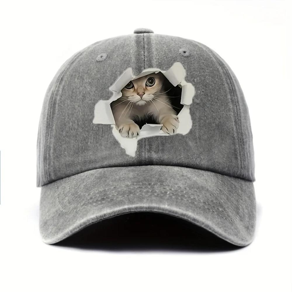 Funny Style Cat Patterned Baseball Cap with Adjustable Outdoor Casual Hat Suitable for Men Women Pet Enthusiasts Fashion Sun Hat