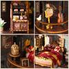 Moin Moin Puppenhaus Miniatur DIY Bausatz Set [Englische Anleitung] 1/24 Maßstab Europäisches Gotisches Schloss mit Eule, Violine und Mittelalterlichem Europäischen Klavier | LED