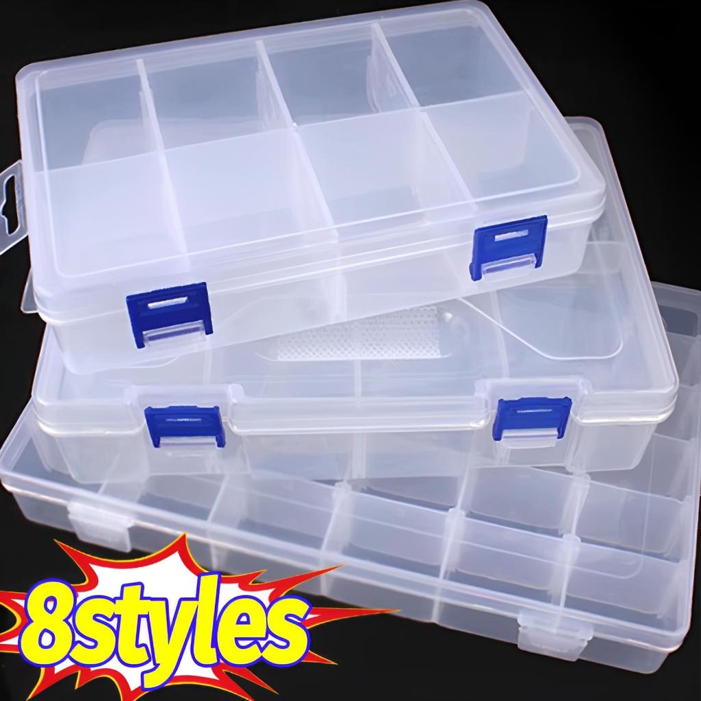 Transparent Plastic Storage Jewelry Box Plastic Compartment Adjustable Container Storage Boxes Beads Ring Earring Organizer Case
