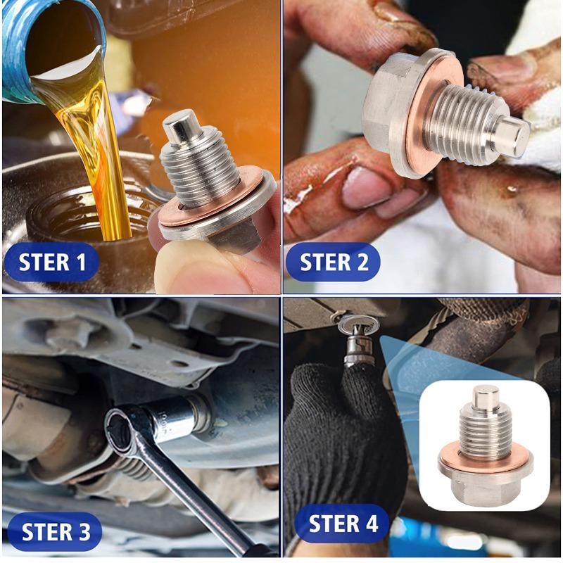 Magnetic Oil Pan Screw Plug Automobile Engine Sump Plug Adsorbs Metal Fragments Parts Oil Drain Screw Bolt Gasket Sets
