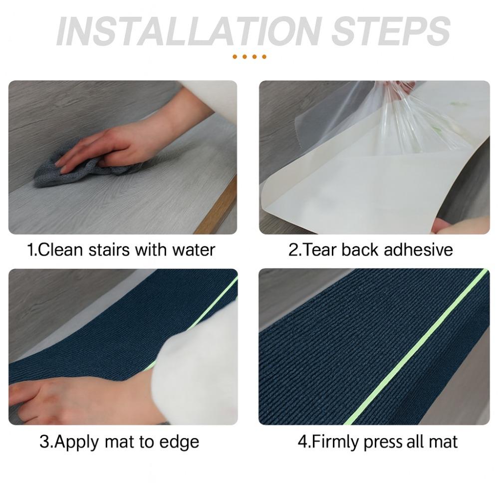 70x20cm Luminous Anti-Slip Stair Treads Rug Self-Adhesive Non-Slip Stair Carpet Silent Step Mats Staircase Protector Home Decor