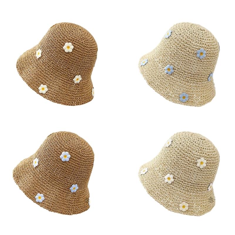 Fisherman Hat Summer Straw Hat with Flower Decoration Perfect for Teens Ladies Seeking Style Comfort