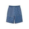 Li-Ning Basketball Series Solid Color Logo Embroidered Elastic Waist Denim Shorts Unisex Bottoms Blue AJSR009-1