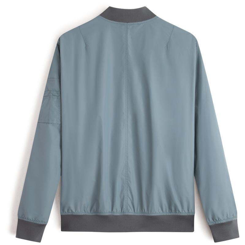 Calvin Klein Solid Color Logo Embroidered Square Label Baseball Collar Zip Jacket Men Jackets Gray Green J323578-1