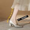 5885 Fashion Show Thick Heel Niche Design Women's Single Shoes New Summer Mary Jane Silver Women