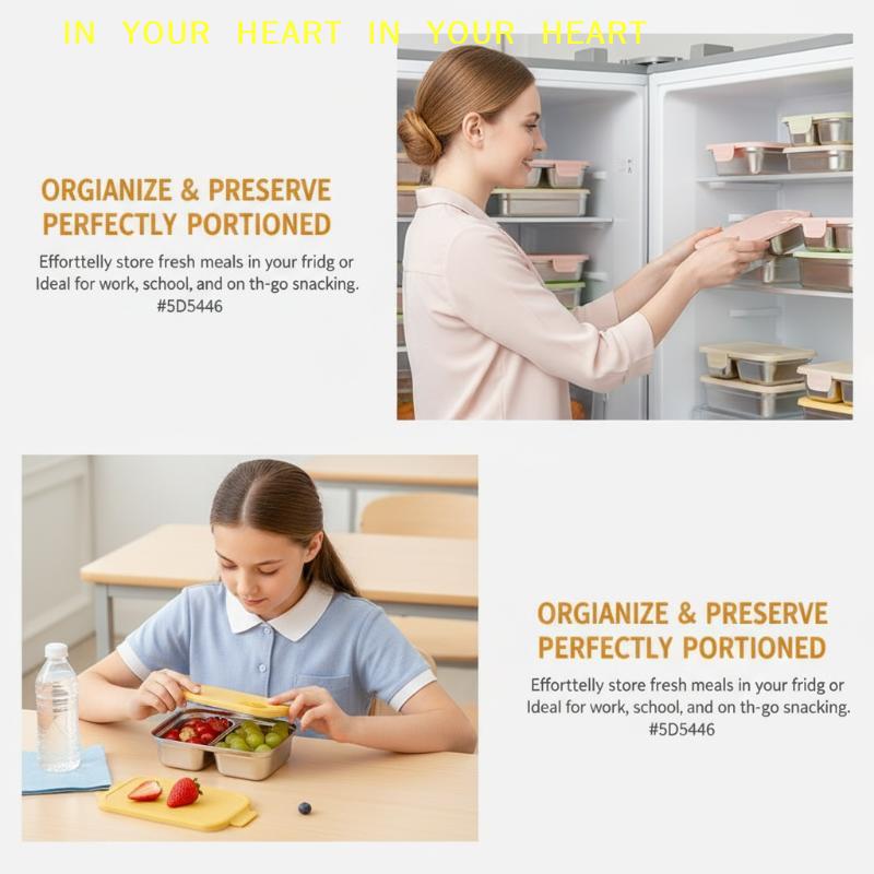 Reusable Stainless Steel Lunch Box with Leak Proof Lid Sealed Bento Box for Fruit Salad Work Office
