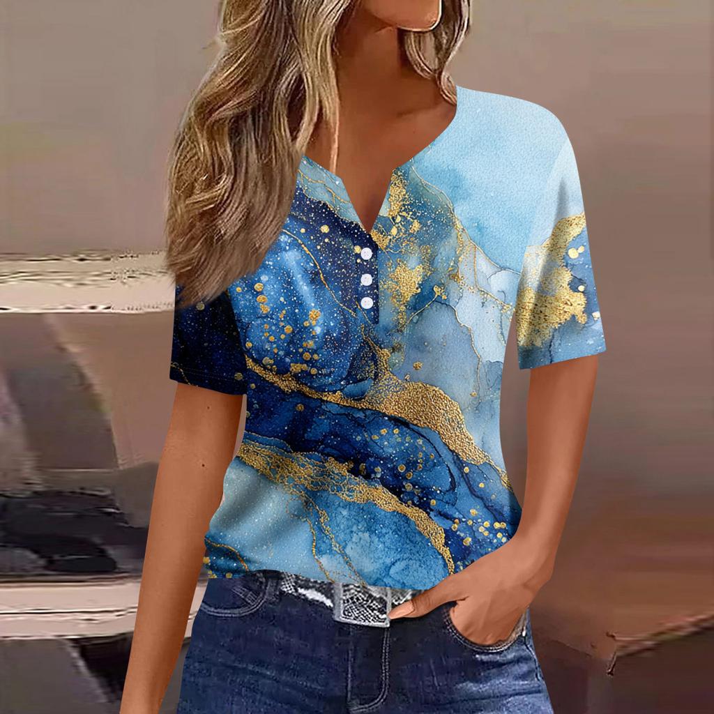 Women's Blouse Fashionable And Casual Short-Sleeved Printed T-shirt Top